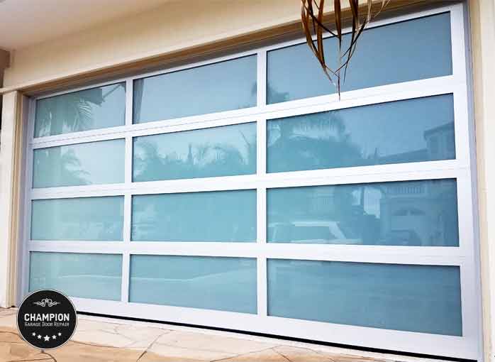 Full View Garage Door with White Anodized Finish
