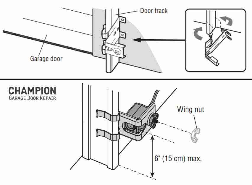 Garage Door Won't Close - Sensor Alignment Diagram