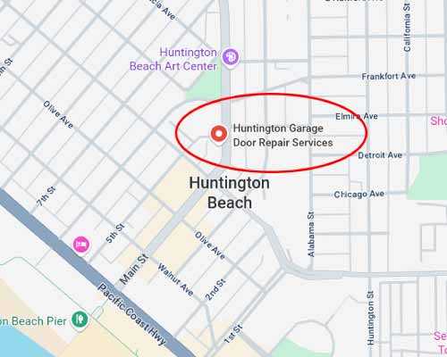 Fake garage door repair company in Downtown Huntington Beach