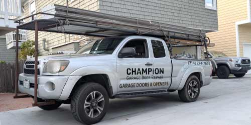 Champion Garage Door service truck in Orange County